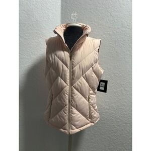 Halston Womens Rose Pink Quilted Puffer Vest Sorona Aura HS4OV703 Size L NEW